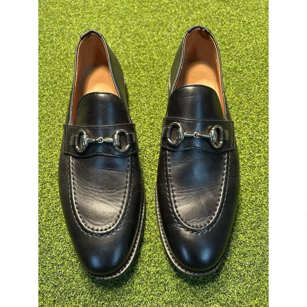Peter Millar Men’s Black Leather Horsebit Loafers Dress Shoes Size 8.5 Casual